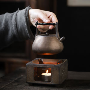 Retro Gold Ceramic Tea Pot Heater Candle Heated Tea Set Constant Temperature Tea Pot Insulated Base Chinese Style Home Use