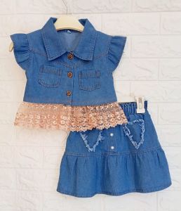 Setelan Jeans / Rompi Vest Tile Jeans / Rok Jeans / Jeans Premium / Baju Anak Perempuan