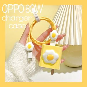 OPPO 80W Charger Cover Cute Yellow Egg Charger Protector Reno 8 PRO Android USB to Type c Port Cable Cord protector Model VCB8JAUH/VCB8JAEH [cchoice]