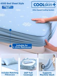 Cooling Ice Silk Mattress Protector Washable Bed Sheet