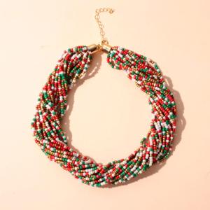 Bohemia Fashion Colorful Multilayer Rice Beads Necklace For Women Vintage Candy Color Summer Vacation Beach Charm Jewelry Gift