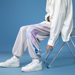 Quần Dài Ống Đứng Mùa Hè Mỏng Bằng Vải Lụa Băng Thoáng Khí Nhanh Khô Rộng Rãi Cho Thanh Thiếu Niên Quần Dài Thường Ngày