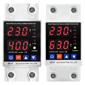40A 220V Over Under Voltage Protector with LCD Display Adjustable Voltage Surge Protector for Household and Workshop