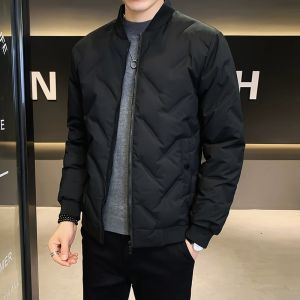 ROMON | Lormen Mens Down Jacket Lightweight Thick Warm Duck Down Baseball Collar Northeast Cold-resistant Short Coat Autumn Winter Style