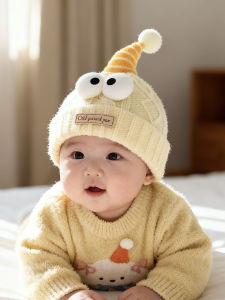 Warm Knitted Baby Hat Autumn Winter Boys Fleece Lined Windproof Knit Cap Cozy Infant Headwear for Outdoor Travel Home Use