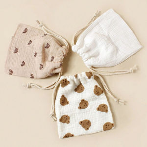 Cotton Storage Bag Stroller Hanging Pocket Baby Towel Diaper Pouch Baby Drawstring Storage Bags