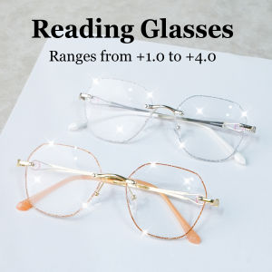 Elegant Rhinestone-Adorned No-Frame Reading Glasses - Lightweight Comfortable and Easy To Wear +1.0 To +4.0