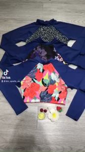 Bikini Nữ Hai Mảnh Bộ Đồ Bơi Đi Biển Áo Crop Dài Tay Quần Váy Có Size Dưới 60Kg BinSports BHV131