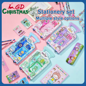 7 in 1 Cartoon Stationery Set Wallet Gift Pencil Box Set School Supplies Children Gifts Including Watch