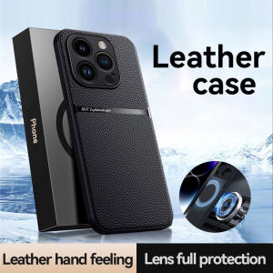 💯【Phone Case】+FREE Shipping 💯Built in Magnetic Metal Plate Luxury Leather Car Holder Case For iPhone 11 12 13 14 15 16 Pro Max 14 15 16 Plus X Xr Xs Max Lens Protection Cover