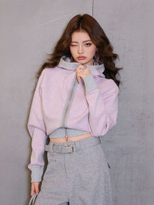 MIUCO | Bộ Áo Hoodie Màu Xám Hồng Phong Cách Hàn Quốc Ngọt Ngào Và Mát Mẻ