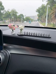 Bảng số điện thoại đỗ xebảng số đứng mix cùng lọ hoa mini siêu xinh gắn taplo xe ô tô xe hơi