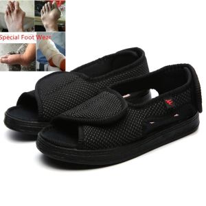 FECHENG Women Or Men Diabetes Sandals Diabetic Footwear Swollen Feet Slippers Adjustable Orthopedic Wide Shoes Open Toe for Diabetic and Edema Elderly Men Plus Size 34-49