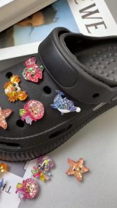 Set 12 Sticker Charm 3D chủ đề Sứa biển lấp lánh Mayto gắn Dép Cross Dép Sục Cá Sấu JB-269