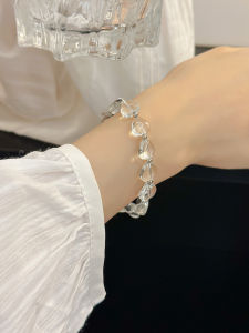 New Fashion Crystal Silver Beaded Bracelet Women Simple Luxury Transparent High-End Feeling Hand Chain Jodie Style Korean Style