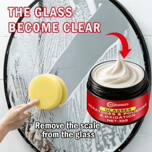 Powerful Glass Film Polish Paste Removes Hard Water Stains and Scale Ideal for Car and Home Glass/mirrors Shower Doors Tiles
