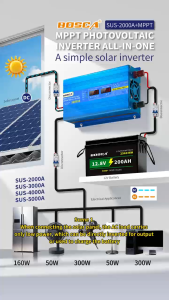 BOSCA PWM/MPPT DC12V to AC220V ALL in One Photovoltaic Inverter SUS Series 1000W 1500W 2000W Power Inverter