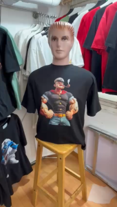 Kaos Pria Model Terkini Trending Motif 3D Bahan katun 24s Popai Hitam H0681