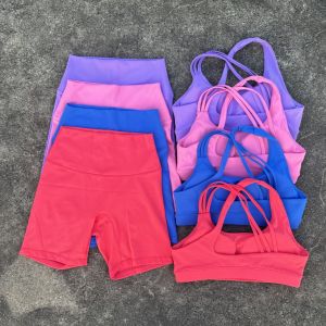 สีทึบนุ่มแน่นผู้หญิงยิมโยคะสั้น Legging ชุดขี่จักรยาน High Impact Cross สายคล้องไหล่ฟิตเนสกีฬา Bra ออกกําลังกาย