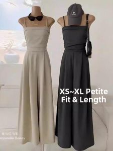 Elegant High Waist Wide Leg Jumpsuit Womens Summer Slimming Drapey Halter Dress Polyester Fiber Long Pants Regular Thickness