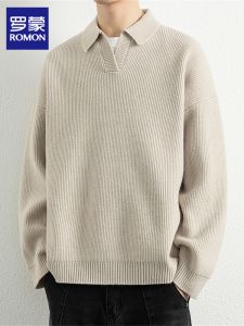 ROMON | Stylish Ogee Collar Knit Sweater