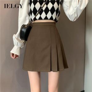 IELGY A-line skirt womens high waist slim irregular black