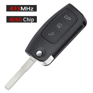 KEYECU 433MHz 4D60 / 4D63 Chip Flip Remote Key Fob for Ford Fusion Focus Mondeo Fiesta Galaxy HU101 FO21 Blade