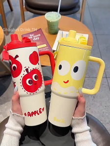 316 ถ้วยฉนวนสแตนเลส 900ml ( 30oz ) หลอดดูดสองแบบ ขวดน้ํา พร้อมหูจับ แก้วน้ำเก็บความเย็น