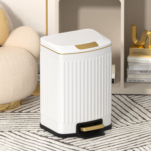 Large Capacity Stainless Steel Kitchen Bathroom Trash Can with Lid Home Use Foot Pedal Trash Can Luxury Design New 2024