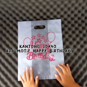Kantong Plastik Dove 30x40 Motif HAPPY BIRTHDAY isi 50 Tas Snack Ulang Tahun / Box 22x22 / Dus Donat isi 6