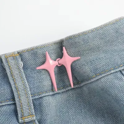 1 Pair Cross Star Metal Jeans Button Snaps Detachable Pants Clips Buttons Pins DIY Waist Tightener Clothing Buckles Sewing Tools
