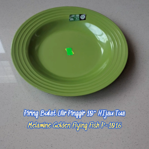 Piring Bulat Ulir Pinggir 10" Melamine - Golden Flying Fish P-1016
