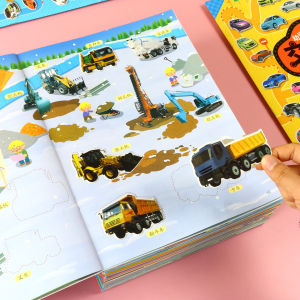 Stickers Kids Boy 3D Stereo Bubble Sticker 3-6 Years Old Kindergarten Car Engineering Vehicle Traffic Stickers Book