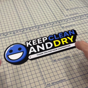 Keep Clean and Dry. Sticker Sign 3D Feel Wording Label Design. Toilet Cleanliness Hygiene. Jaga Kebersihan Tandas Bersih