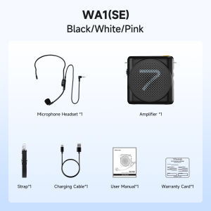 7RYMS WA2 Mini Portable Voice Amplifier with 2.4G Wireless Lavalier Microphone Megaphone Booster Support Bluetooth and AUX Teaching Speaker Mic with Noise Reduction for TeachingGuidePresentationSpeech
