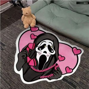 พรม VIKAMA พรมกะโหลกฮาโลวีน พรมรูปทรงไม่สม่ําเสมอ ตุ๊กตา เป็นมิตรกับผิวและพรมกันลื่น ของตกแต่งบ้าน