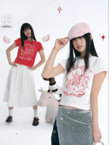 JNXS | Unicorn Wings Print Polka Dot T-Shirt Short Sleeve