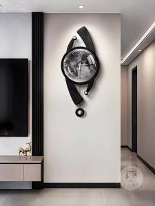 HAOJIUBUJIAN | Luxury Modern Living Room Wall Clock Stereoscopic Moon Grille Creative