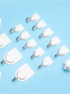 Extra Large Medium Small U-Shaped Plastic Sticky Hooks Wall Mounted Strong Adhesive Hooks White U-Shaped Hooks Storage Organizer