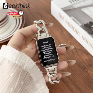 GEEKTHINK สายโลหะสแตนเลสสตีลสุดหรูสำหรับ Samsung Galaxy Fit 3สายรัดห่วงโซ่โลหะสำหรับ Samsung Fit 3สายนาฬิกาข้อมือคาวบอยสำหรับผู้หญิง