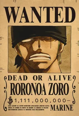 Bandai | One Piece Luffy Wanted Vintage Posters Bar Room Wall Decoration Anime Zoro Sanzi Nami Wanted Painting Poster Toys Birthday Gifts