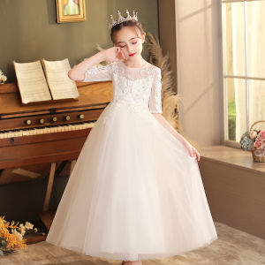 lontakids 5-15 Years Lace Vintage Princess Dress Embroidery Long Ball Gown Flower Girl Kids Dresses Girls Teen Clothes for Banquet Wedding Birthday Party