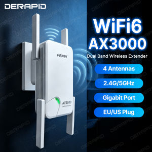 AX3000 WiFi 6 Repeater Signal Booster 5G 2.4G Dual Band Gigabit Long Range WiFi Extender Amplifier WPS Easy Setup