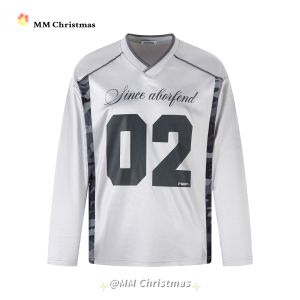 Áo Thun Dài Tay Satin American MMChristmas Cổ Chữ V Dáng Rộng Thể Thao Nhanh Khô Thường Ngày Mùa Xuân Thu Dành Cho Nam Và Nữ