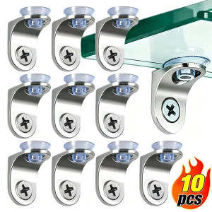1/10Sets Suction Cup Glass Shelf Support Bracket Wall Mounted Fixing Corner Brace Furniture Cabinet Bookshelf Support Holder