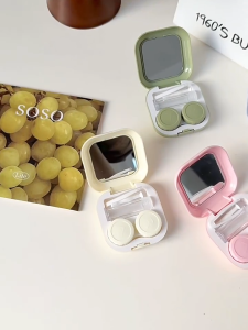Color Contact Lens Case Set with Mirror Portable Mini Contact Lenses Box Durable Compact Immersion Storage Kit