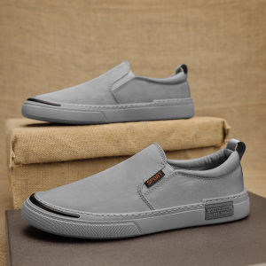 Ice Silk Canvas Mens Shoes Summer Versatile Casual Work Safety Footwear One-Touch Board Shoes Low Cut Breathable Rubber Sole