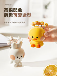 Stainless Steel Fruit Fork High Aesthetic Value Home Use Cute Fruit Fork Storage Can Set Food Grade Fruit Forks Dining Utensils