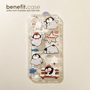 Benefit Cute Cartoon Penguin Silicone Phone Case Transparent Anti-Fall Protection for iPhone 16 pro Max Apple 15 pro 13 14 Series 12 Custom 11 Xsmax XR 8 plus
