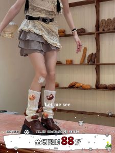 Kitty Cat Style Knitted Twist Socklets Cute Girl Soft Sister Lolita Design One Size Fits Most Home Comfort Stocking Covers